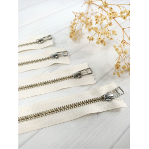 Cream-Colored YKK Zippers with silver teeth #5